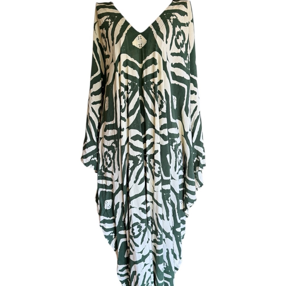 Green and White Zebra Print Swim Cover-Up